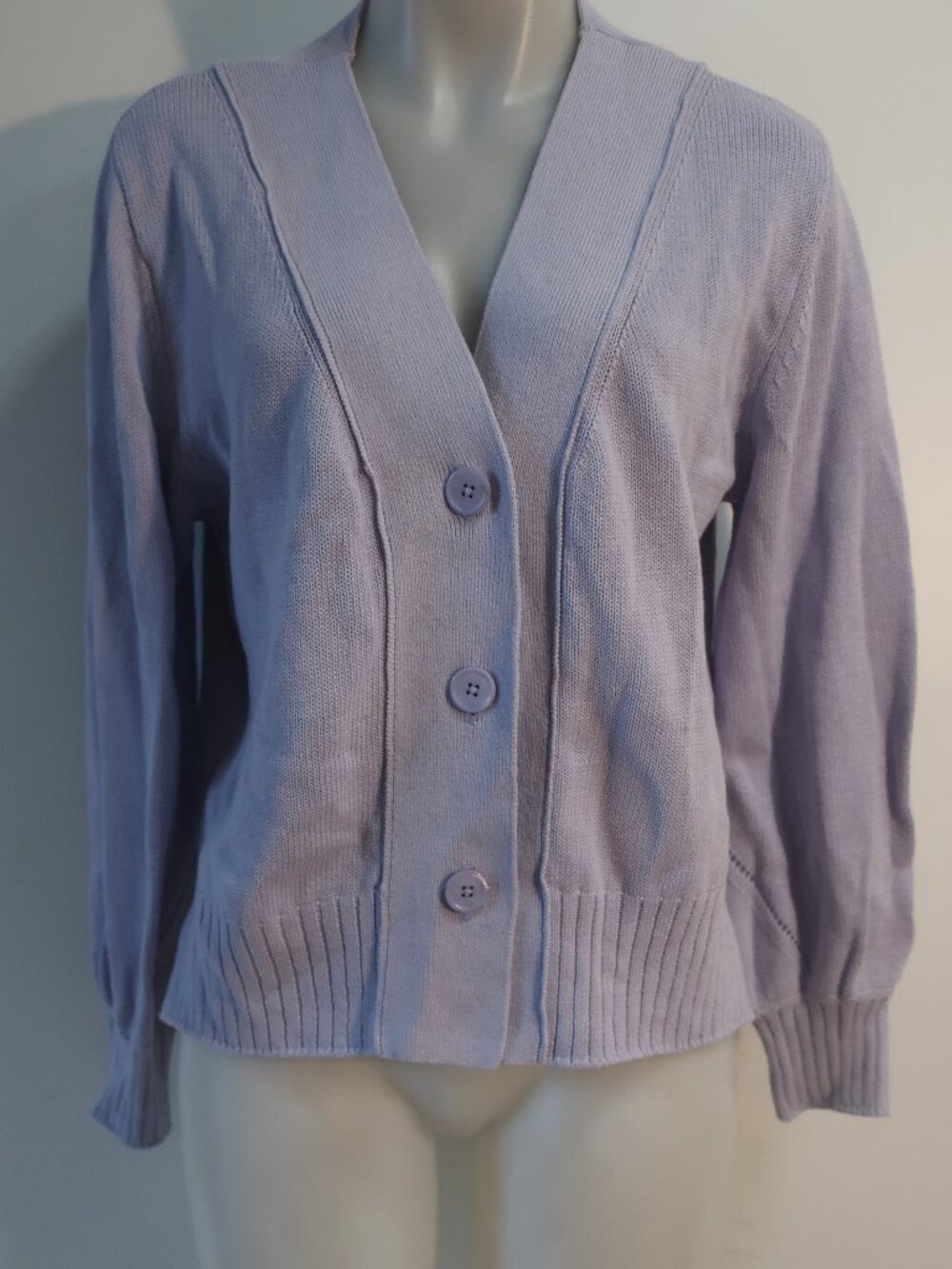 Womens 27 Miles Malibu (Item-107) Lavender V-Neck Cardigan Sweater M - Picture 10 of 16